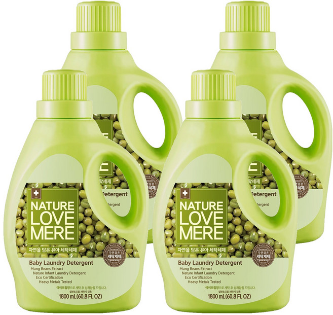 네이쳐러브메레 녹두 유아 세제, 1.8L, 4개