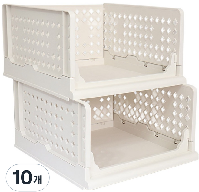 키친앤홈 슬라이딩 리빙박스, 화이트, 10개