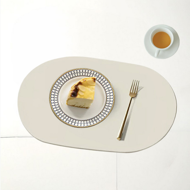 비타벨로 가죽 방수 식탁 테이블 매트, 아이보리, 1개, 45 x 30 cm