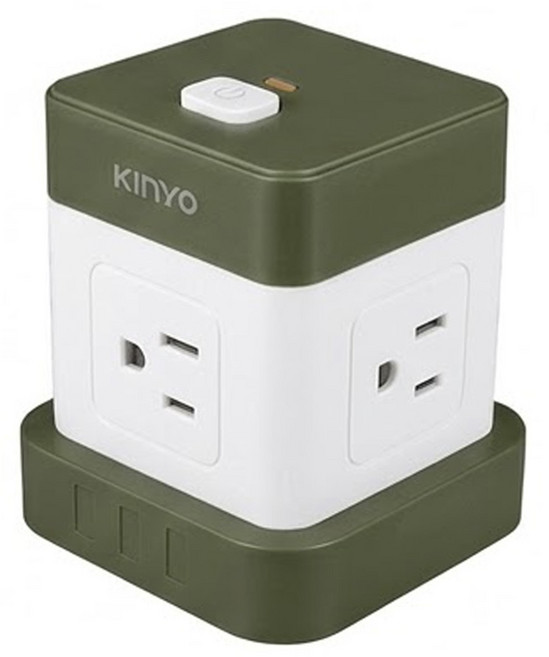 Kinyo 1開4插立方延長線 3孔 83 x 83 x 102mm 380g, 1.2m, 白色 + 黑色, 1條