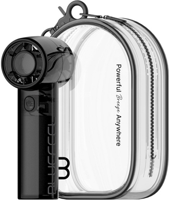 블루필 미니제트 파우치팬 휴대용 핸디 손선풍기 파우치, BFN110, 클리어블랙