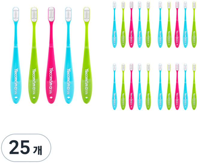 예꼬맘 실크 어린이 칫솔 2단계, 혼합색상, 1개입, 25개