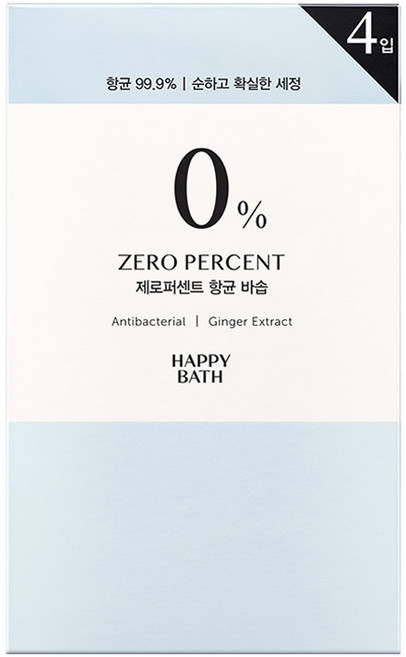 해피바스 제로퍼센트 항균 바솝, 90g, 4개