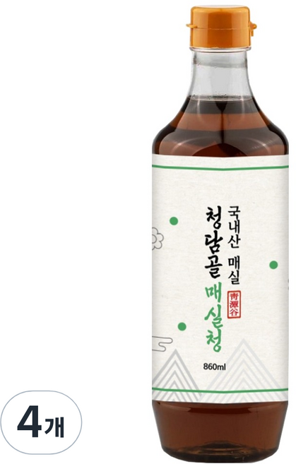 청담골 국내산 매실로 만든 매실청, 4개, 860ml