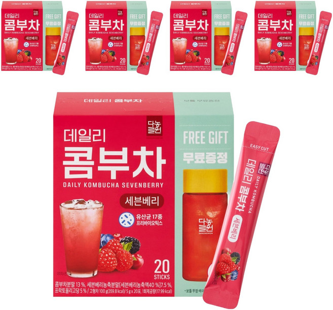 Danongwon 每日康普茶隨身包 綜合莓果味+專用隨行杯, 5g, 20入, 5個