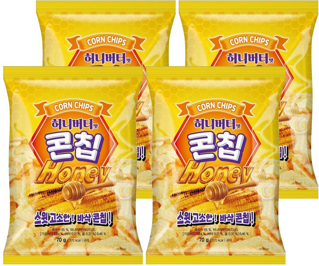 玉米脆片 蜂蜜奶油味, 4包, 70g