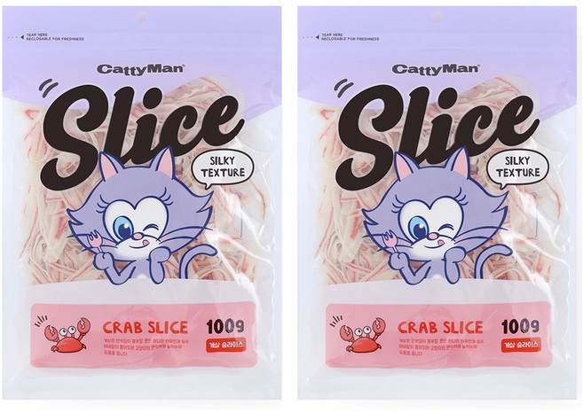 캐티맨 반려동물 슬라이스 간식, 게살맛, 100g, 2개