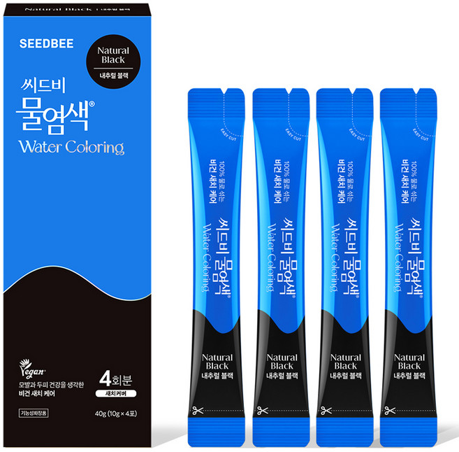 씨드비 프리미엄 시즌2 물 염색제 4p, 내추럴블랙, 1개