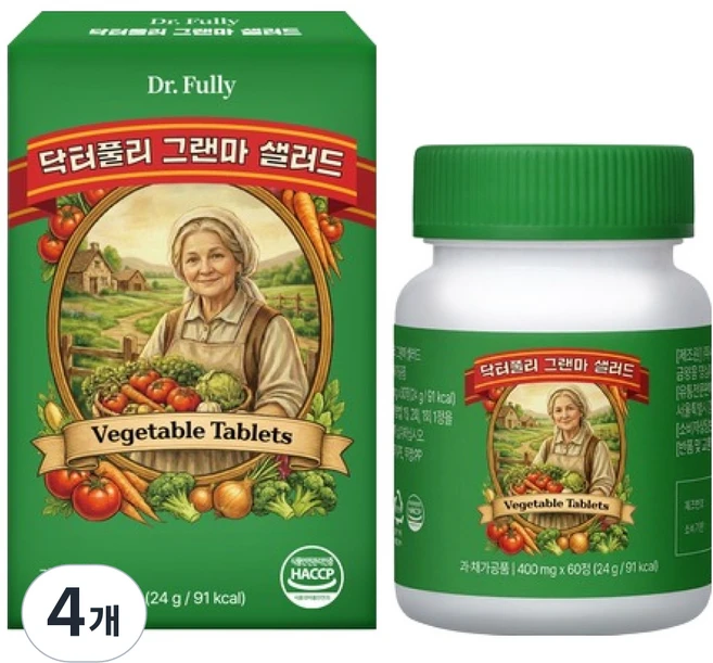 닥터풀리 그랜마 샐러드 24g, 4개, 60정 - 쿠팡