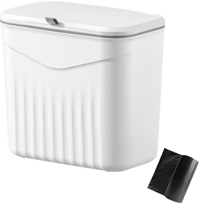 존글로벌 8리터 주방용 중형 쓰레기통 + 비닐봉투 20매, 화이트