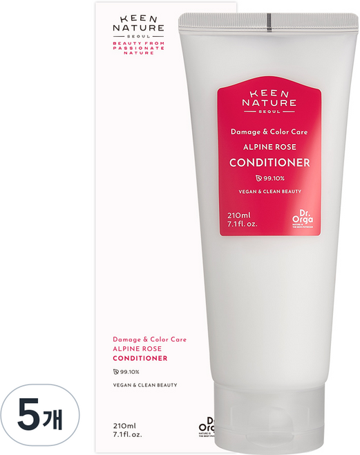 [비건라이프] 닥터올가 데미지 & 컬러 케어 알파인 로즈 헤어 컨디셔너, 210ml, 5개