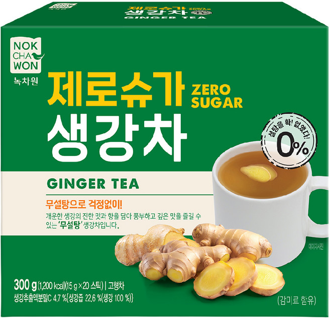 녹차원 제로슈가 생강차, 1개, 20개입, 15g
