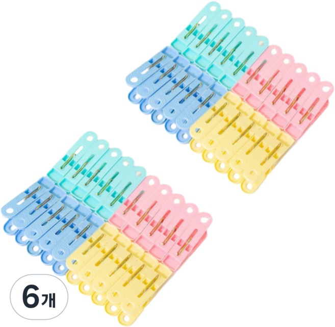 해피제이 기본 야외 빨래집게 4종 x 5p 세트, 혼합색상, 6개
