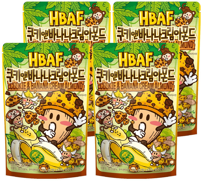 바프 쿠키앤바나나크림 아몬드, 190g, 4개