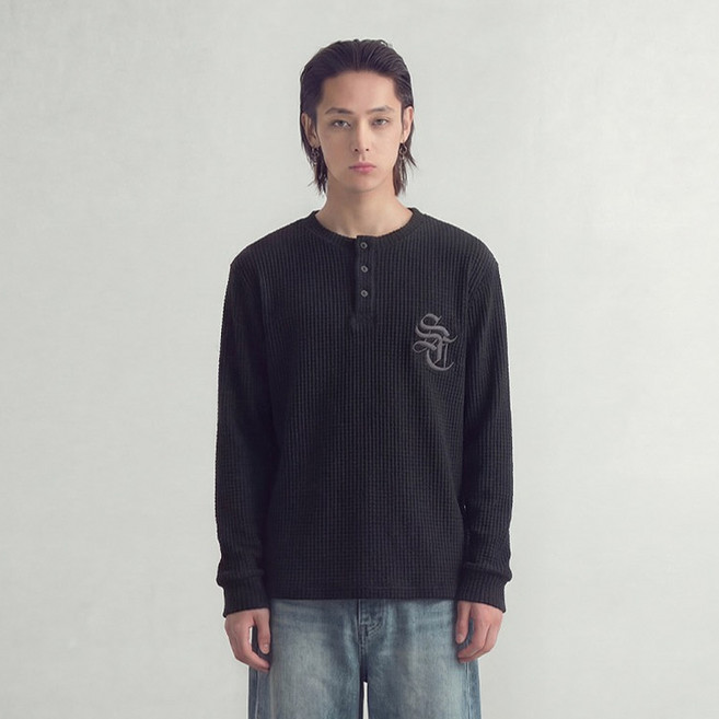 saintpain 男女通用 Monogram 亨利領長袖