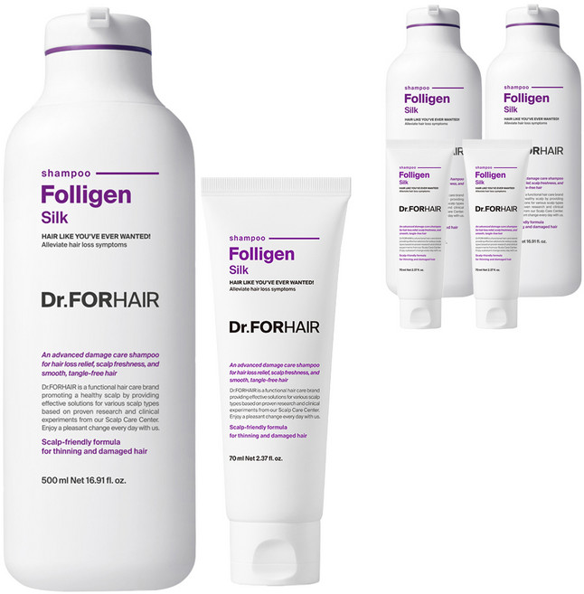 닥터포헤어 손상모케어 탈모증상완화 폴리젠 실크 샴푸 500ml x 3p + 단백질 샴푸 70ml x 3p, 1개