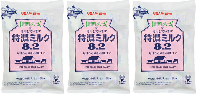 유하미카쿠토 토쿠노 밀크 캔디 8.2, 115g, 3개