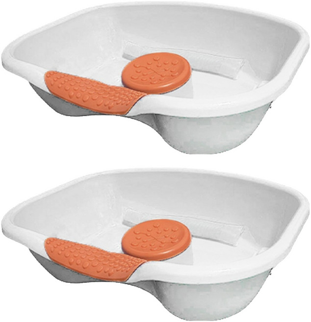 디어모모 노인 환자용 임산부 머리감기 샴푸 대야 세발기, 화이트오렌지, 2개