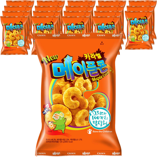 크라운 카라멜 메이플콘, 124g, 20개