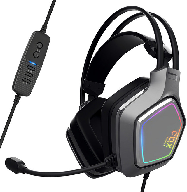 COX 가상 7.1 노이즈 캔슬링 마이크 게이밍 헤드셋, 그레이, SCARLET