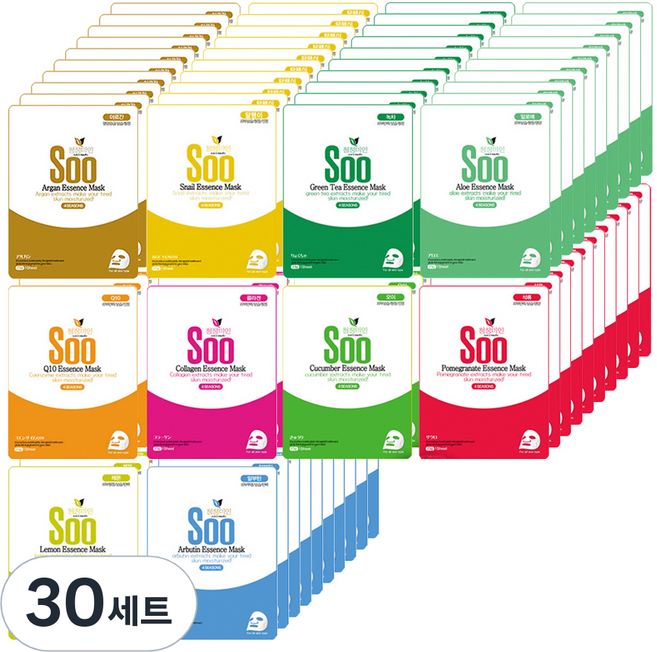 청정미인 에센스 마스크팩 23g x 10종, 30개, 10개입