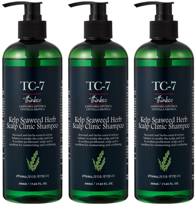 띵코 TC-7 다시마 씨위드 허브 두피 클리닉 샴푸, 500ml, 3개