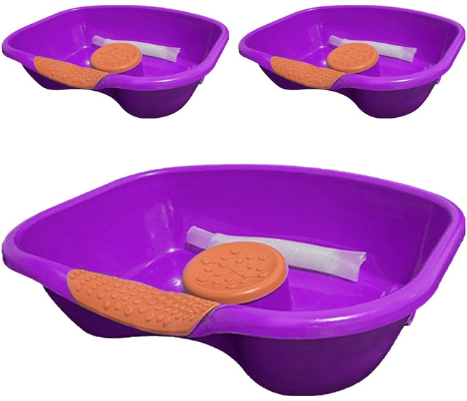 디어모모 노인 환자용 임산부 머리감기 샴푸 대야 세발기, 퍼플오렌지, 3개