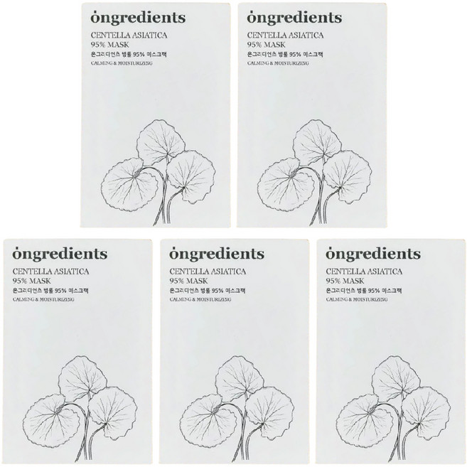 ongredients 95%積雪草面膜, 5片, 1盒