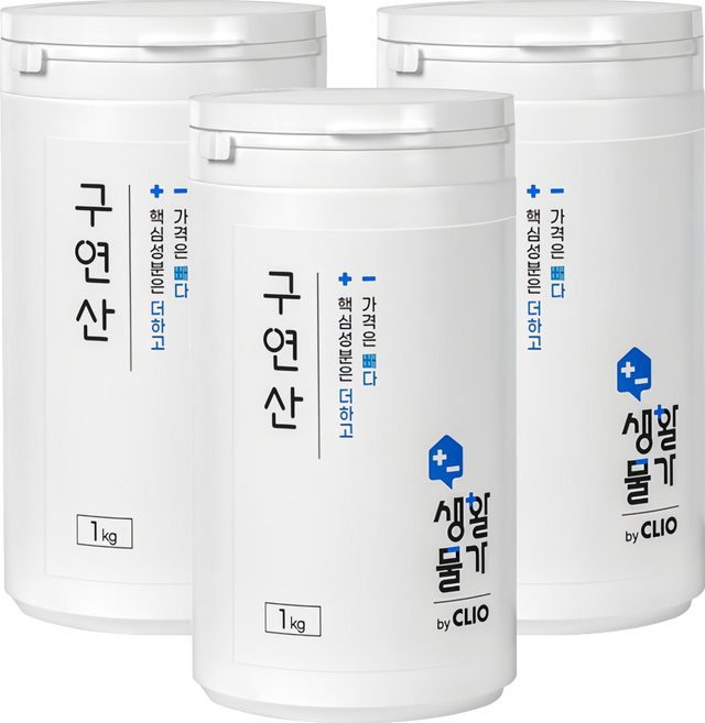 크리오 생활물가 구연산 다목적 세정제, 1kg, 3개