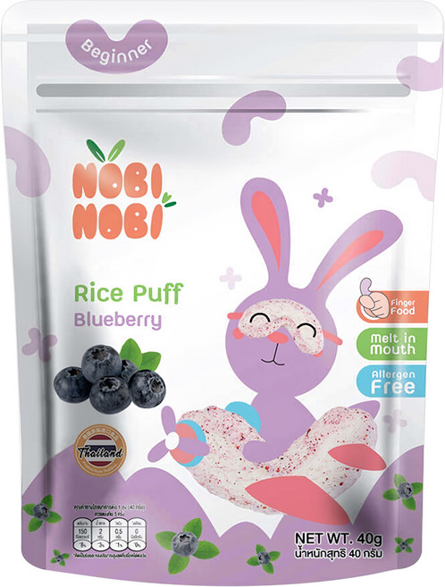 NOBI NOBI 娜比 彎彎米菓 6個月以上, 藍莓, 40g, 1包
