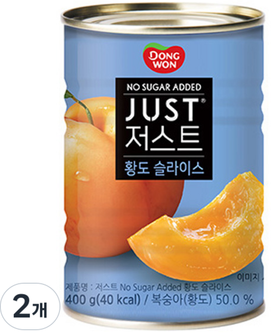 동원 저스트 노슈가 황도 슬라이스, 400g, 2개