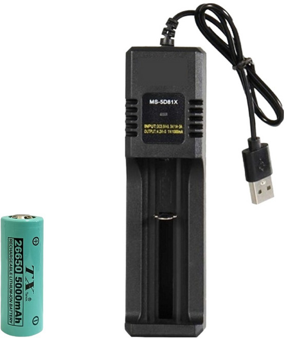 TX Tanox 特林 5000mAh 26650鋰充電池, 1組, 黑色