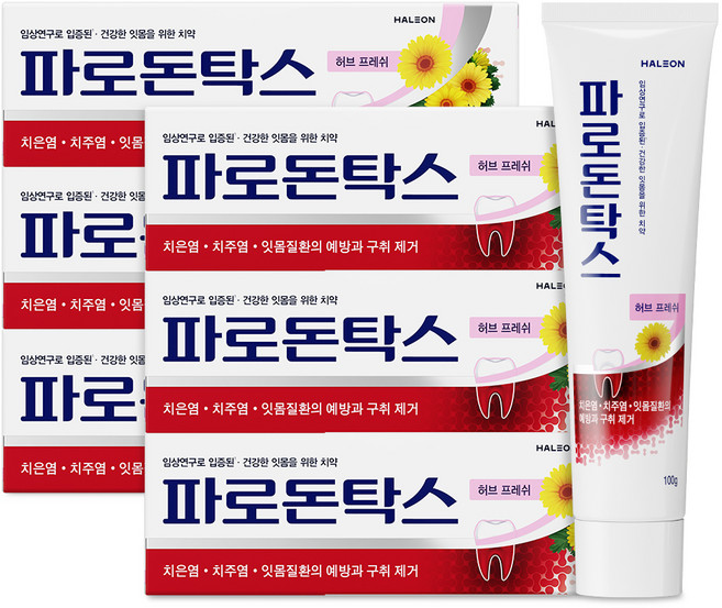파로돈탁스 허브 프레쉬 치약, 100g, 6개