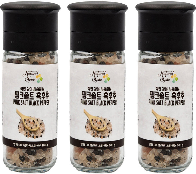 내츄럴스파이스 핑크솔트 흑후추, 100g, 3개