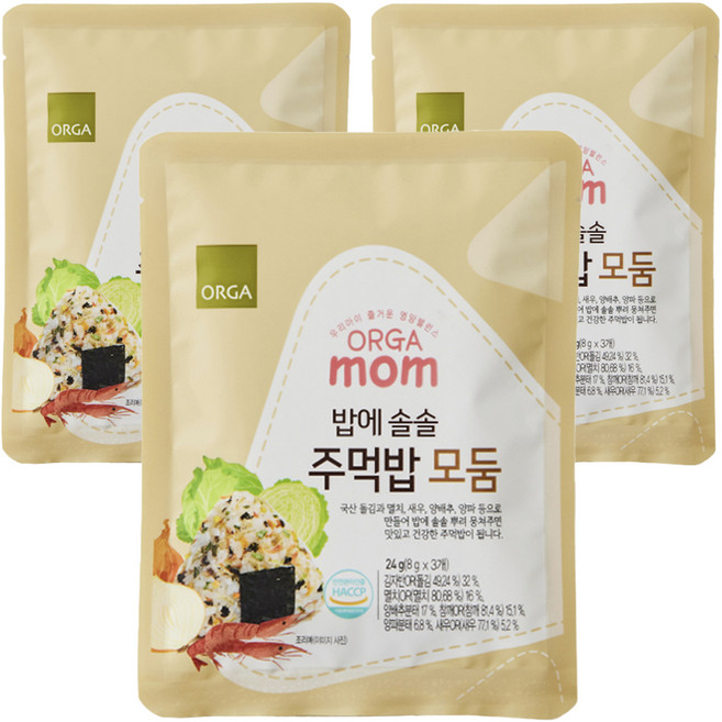 올가홀푸드 밥에 솔솔 주먹밥 모둠 8g x 3p, 24g, 3개