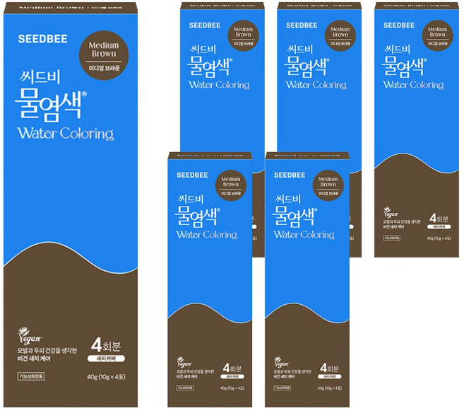 씨드비 프리미엄 물염색제 시즌2 4p, 미디엄브라운, 6개