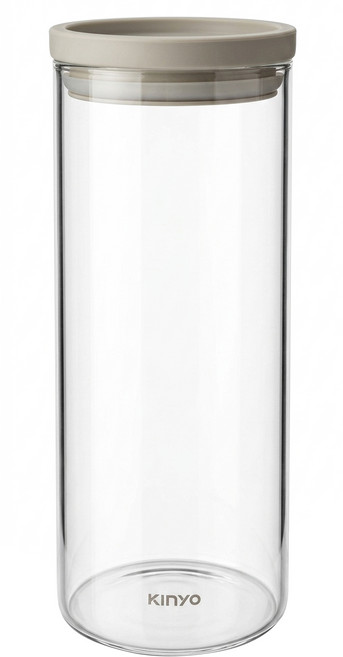Kinyo 安心疊耐熱玻璃儲物罐 KSC-1150GY 灰色, 1.5L, 1個