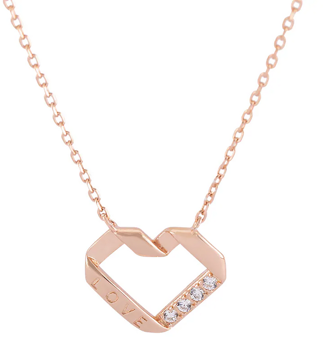 MARIGOLD 美爾朵 摯愛LOVE排鑽項鍊 925純銀 玫瑰金