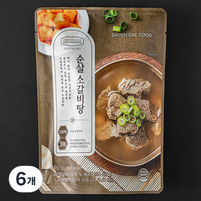 신세계푸드 호텔컬렉션 에센셜 순살 소갈비탕 냉장, 450g, 6개