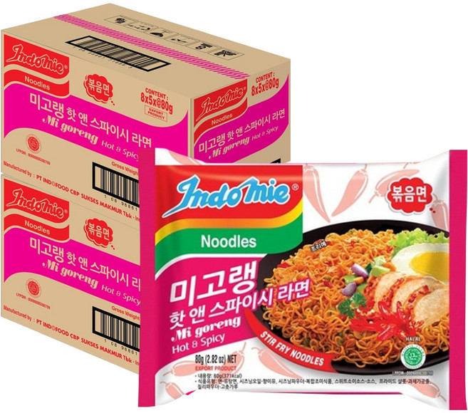 인도미 미고랭 핫 앤 스파이시 80g, 80개