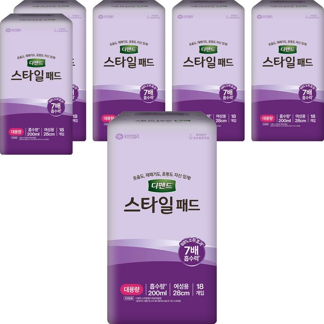디펜드 여성용 스타일 패드 대용량, 18개입, 6개