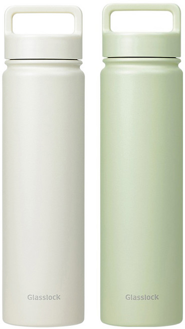 글라스락 스포티 핸들 텀블러 2p, 베이지 + 페일그린, 700ml, 1세트