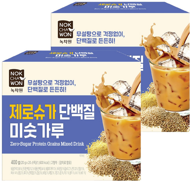 녹차원 제로슈가 단백질 미숫가루, 400g, 2개