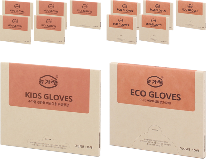 슈가랩 위생장갑 일반용 100p x 3개 + 어린이용 30p x 3개, 390개, 2세트