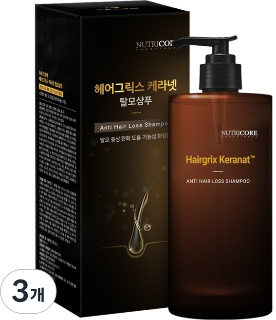 뉴트리코어 헤어그릭스 케라넷 탈모샴푸, 3개, 500ml