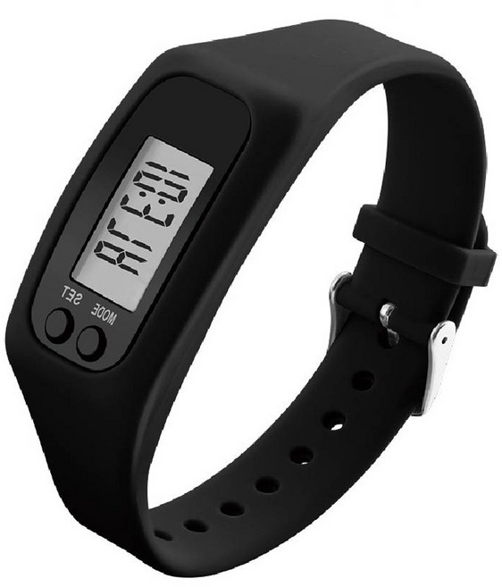 beNUJI 실리콘 다기능 손목밴드 만보기, 블랙, 1개