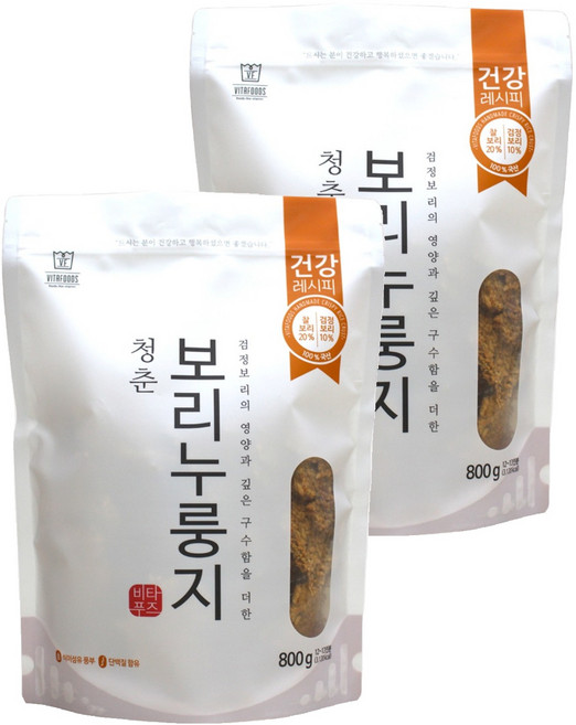 청춘누룽지 보리 누룽지, 800g, 2개