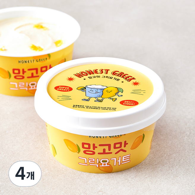 어니스트그릭 망고맛 그릭요거트, 100g, 1개입, 4개