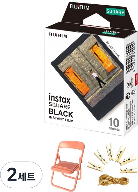 인스탁스 스퀘어 필름 블랙프레임 10p + 포토라인 + 포토체어 랜덤발송 세트, 2세트