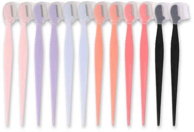 엘로브 파스텔 눈썹 정리 눈썹칼 12P, 1세트, 혼합색상